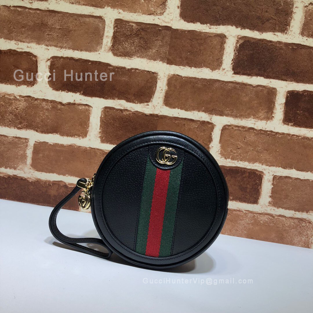 Gucci Women's White Mini Ophidia Round Clutch Bag Black 574841